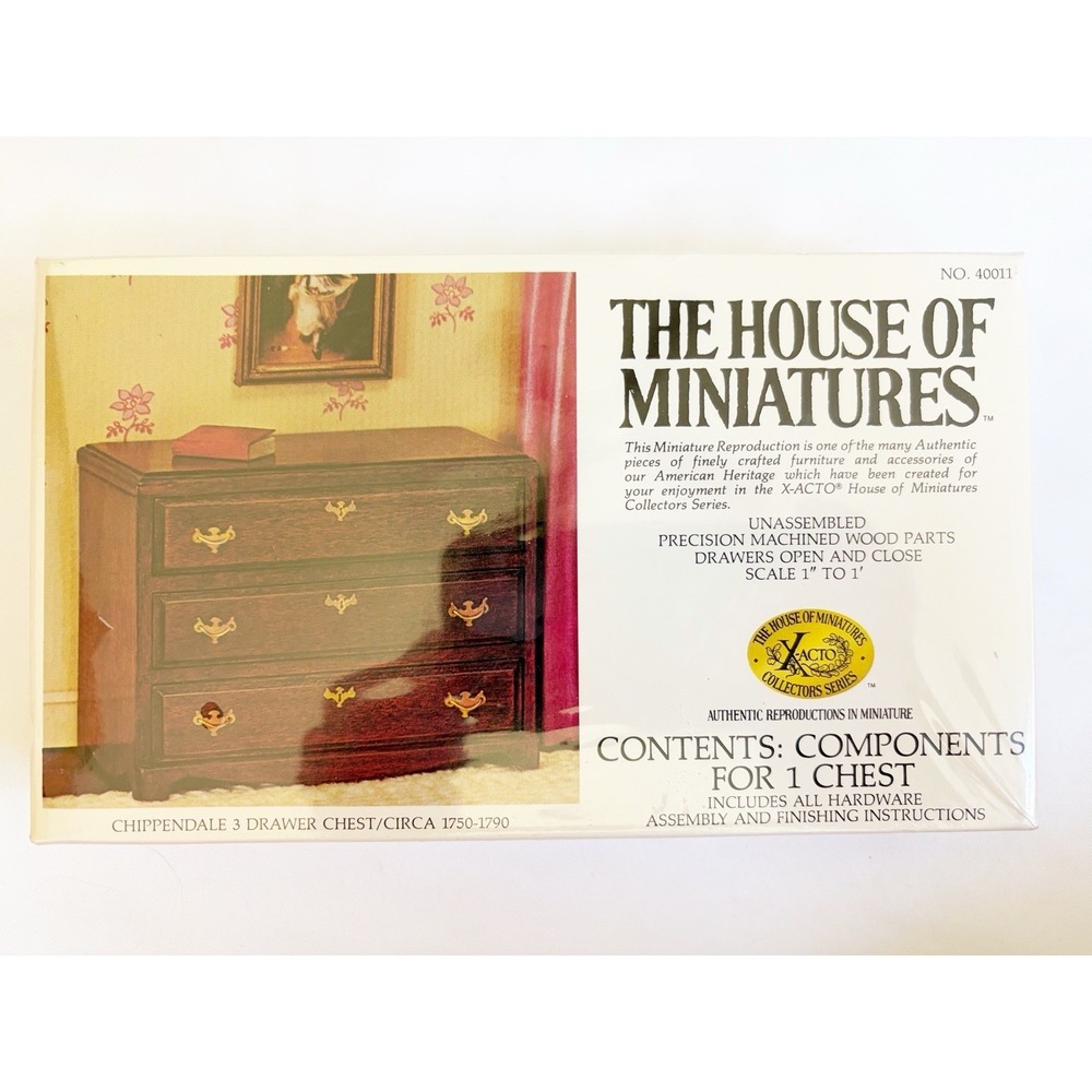 House of Miniatures X-Acto Chippendale Three Drawer Chest Unopened Unused